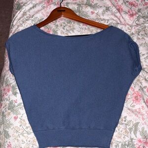Garage Blue Scoop-Neck Short Sleeve Sweater